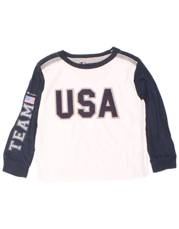 Champion Boys Graphic Top manga comprida 3-4 anos 2XS branco colorblock