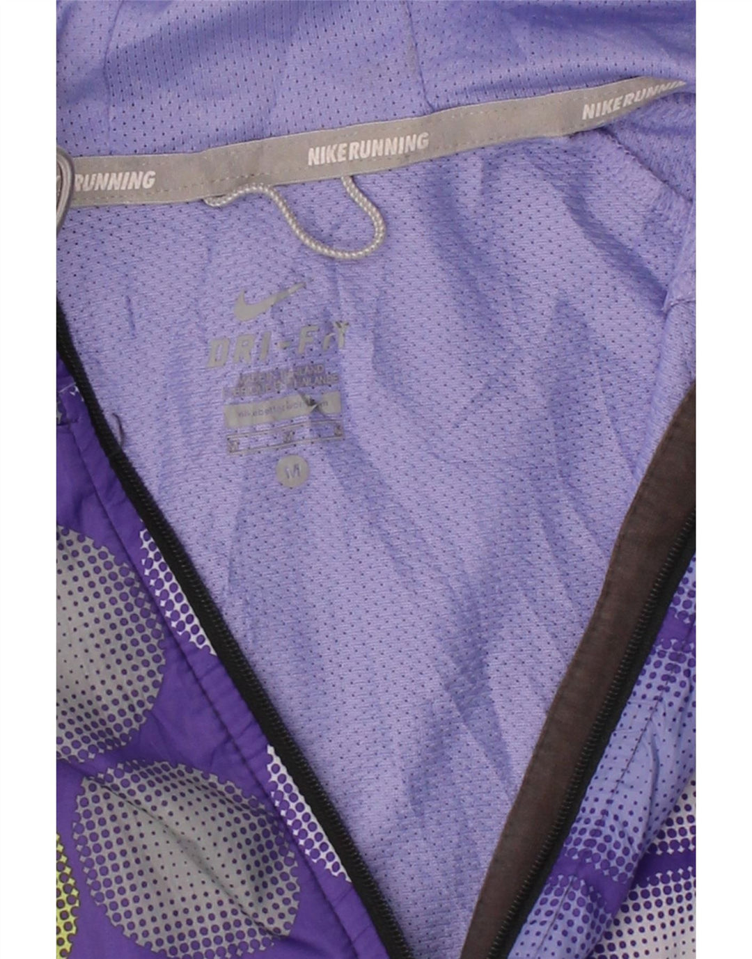 NIKE Womens Zip Hoodie Sweater UK 12 Medium Purple Polka Dot Polyester Vintage Nike and Second-Hand Nike from Messina Hembry 