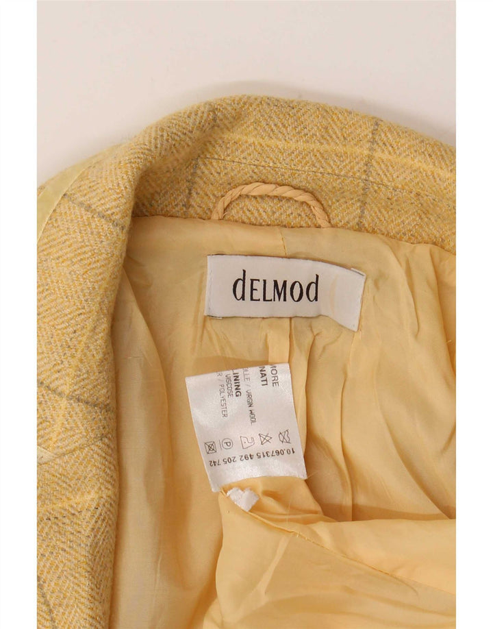 Jaqueta blazer feminina Delmod com 2 botões Reino Unido 16 grande xadrez amarelo
