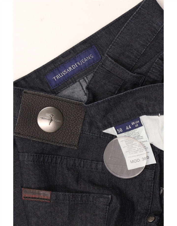 Trussardi Mens Straight Jeans W42 L30 Azul Marinho Algodão