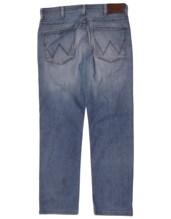 Wrangler Jeans masculinos desgastados retos W32 L30 azul