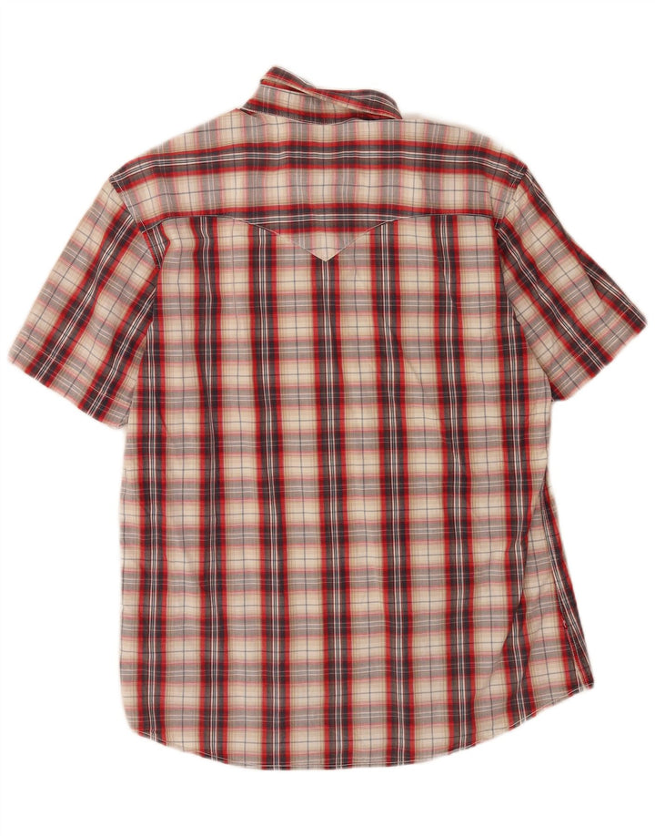 Camisa masculina Levi's de manga curta clássica de ajuste grande de algodão xadrez vermelho