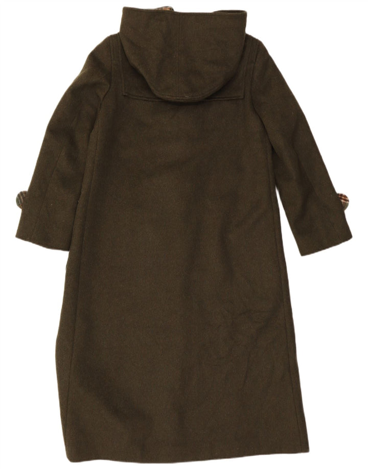 Casaco Duffle feminino vintage com capuz EU 40 lã cáqui média