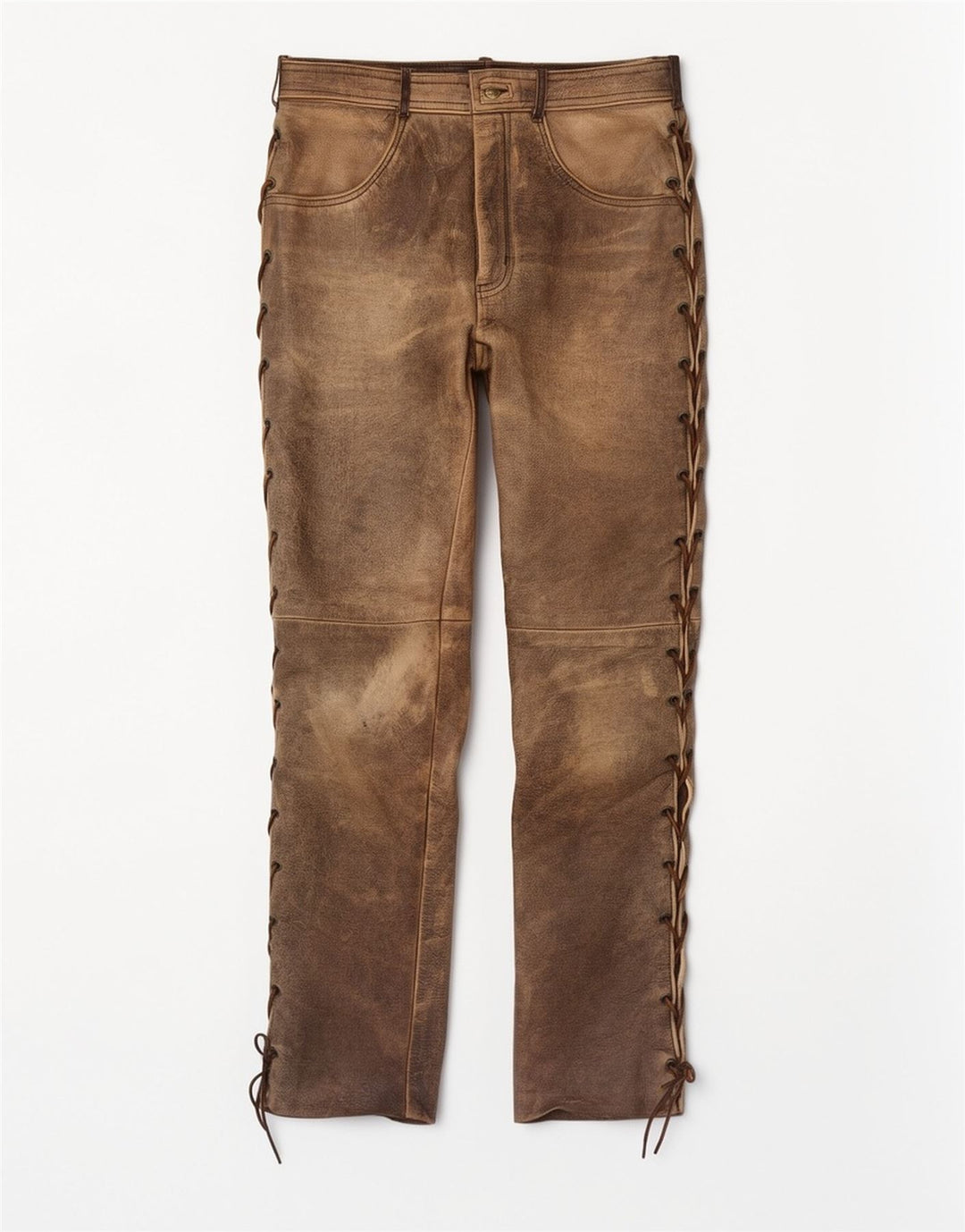 Calça masculina de couro Pantera tamanho 31 W31 L33 couro marrom