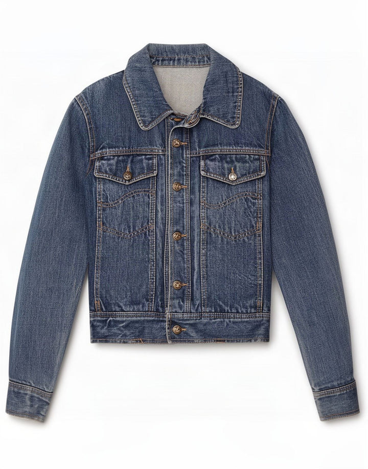 Jaqueta jeans feminina vintage Reino Unido 12 azul médio