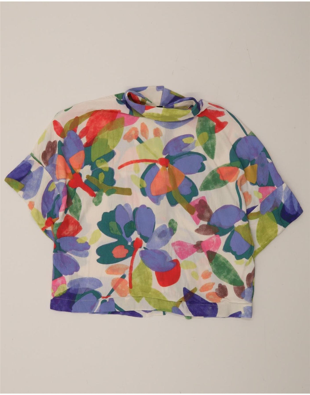 Blusa feminina C&A manga curta EU 40 médio floral multicolorido