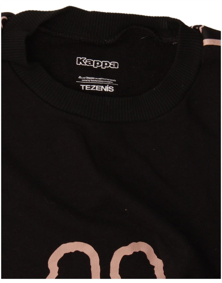 Kappa feminino Tezenis gráfico moletom jumper UK 16 grande preto