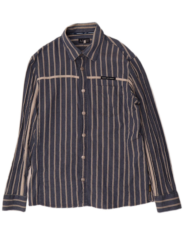 ARMANI JEANS Camisa masculina 2XL listrada azul