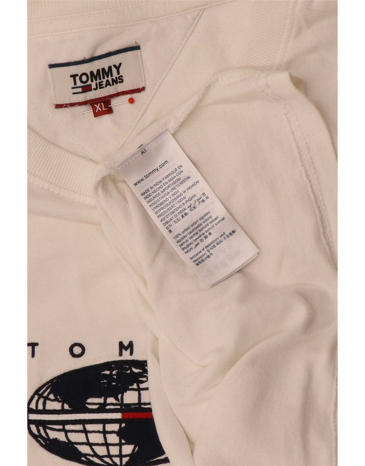 Tommy Hilfiger Camiseta masculina gráfica manga comprida XL algodão branco