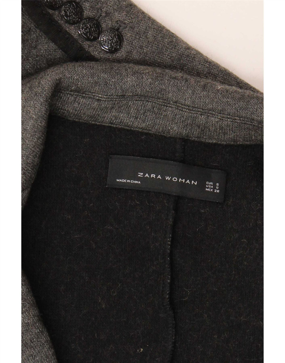 Jaqueta blazer feminina de malha com 2 botões Zara Reino Unido 10 pequena cinza