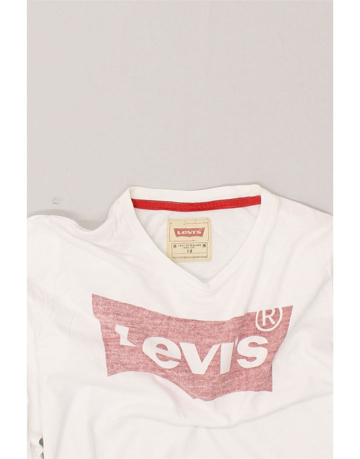 LEVI'S Girls Graphic Top Long Sleeve 11-12 Years White Cotton Vintage Levi's and Second-Hand Levi's from Messina Hembry 