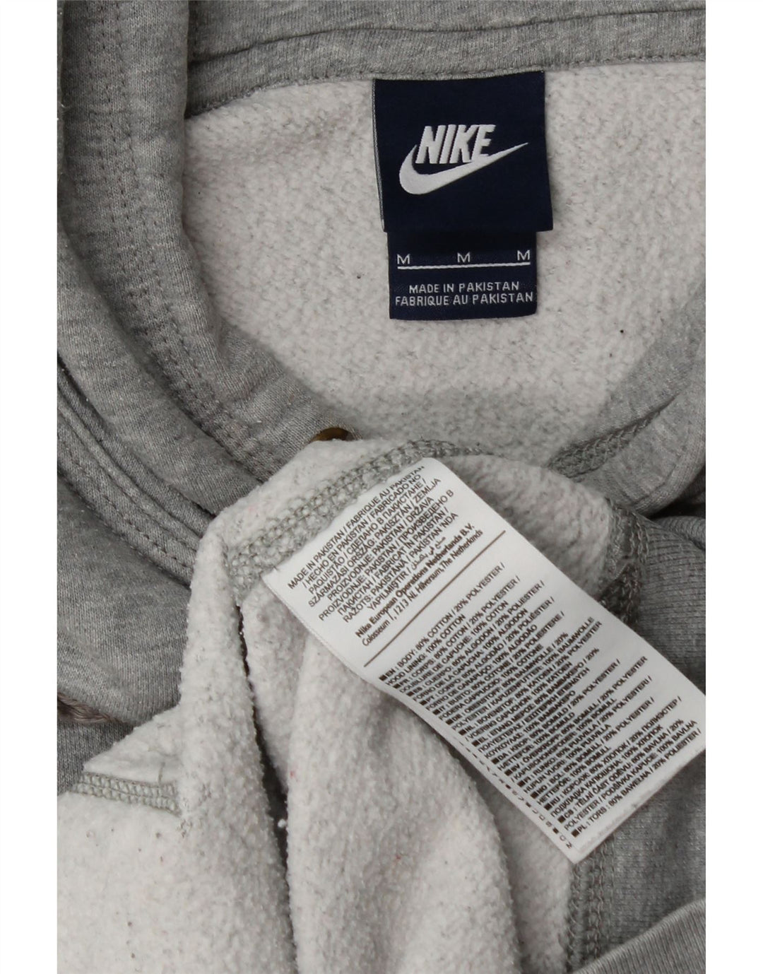 Moletom com capuz masculino Nike médio cinza manchado de algodão