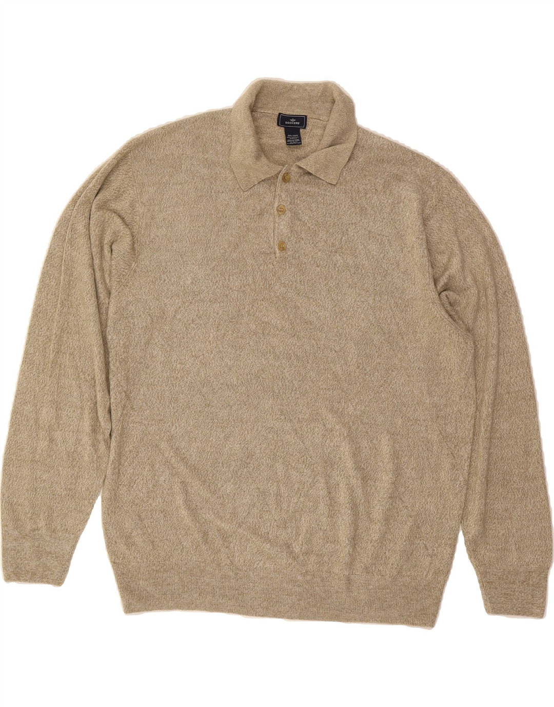 DOCKERS Mens Polo Neck Jumper Sweater 2XL Beige Acrylic Vintage Dockers and Second-Hand Dockers from Messina Hembry 