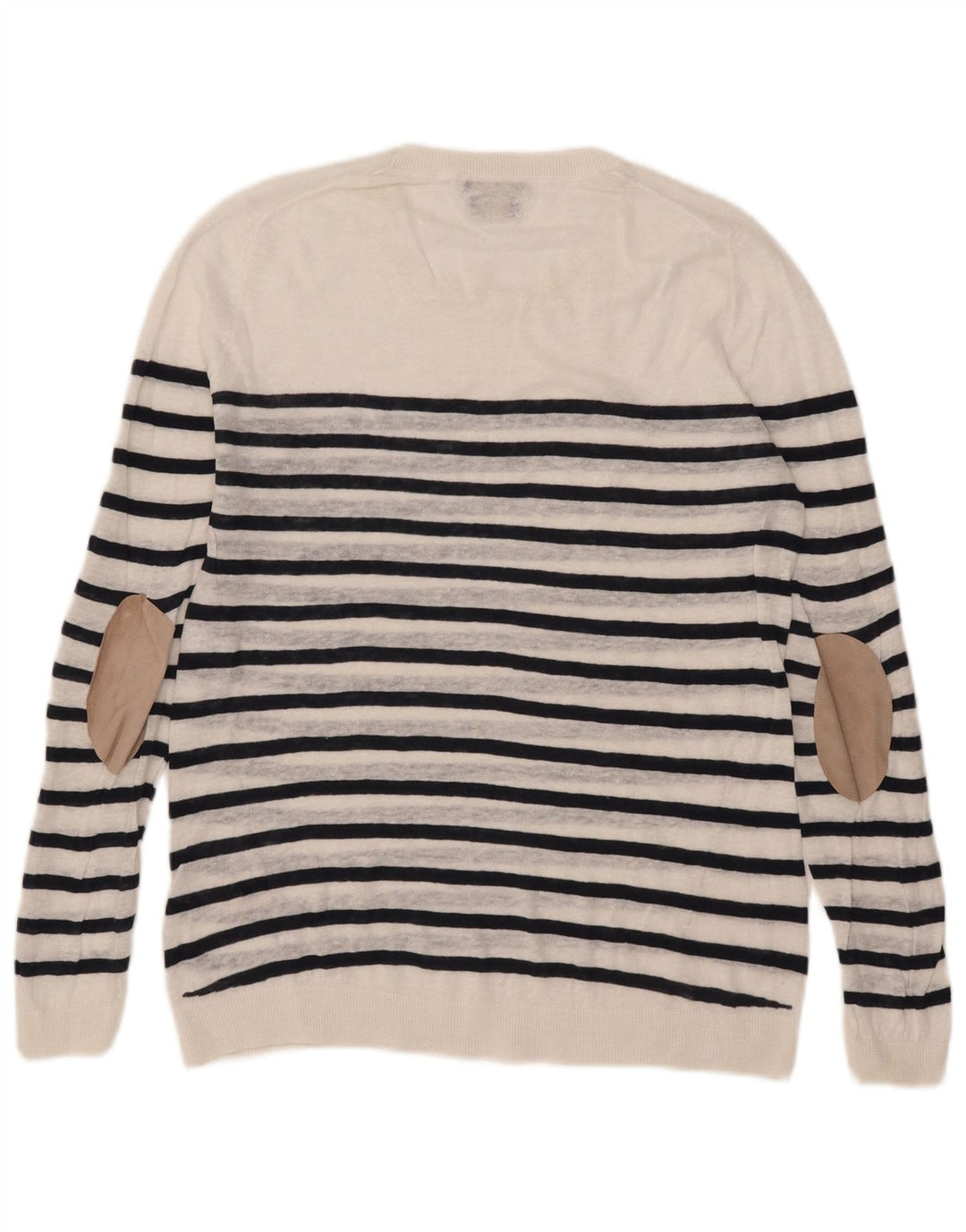 Suéter feminino Massimo Dutti com gola redonda Reino Unido 16 listrado branco grande