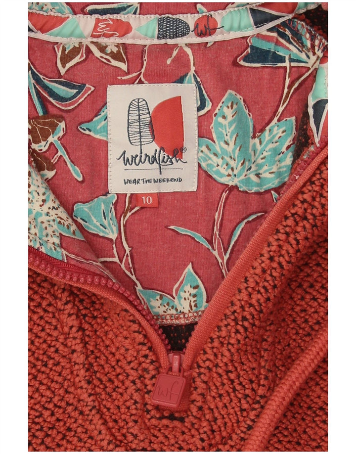 Moletom feminino Weird Fish com zíper e gola grande, Reino Unido 10 pequeno laranja