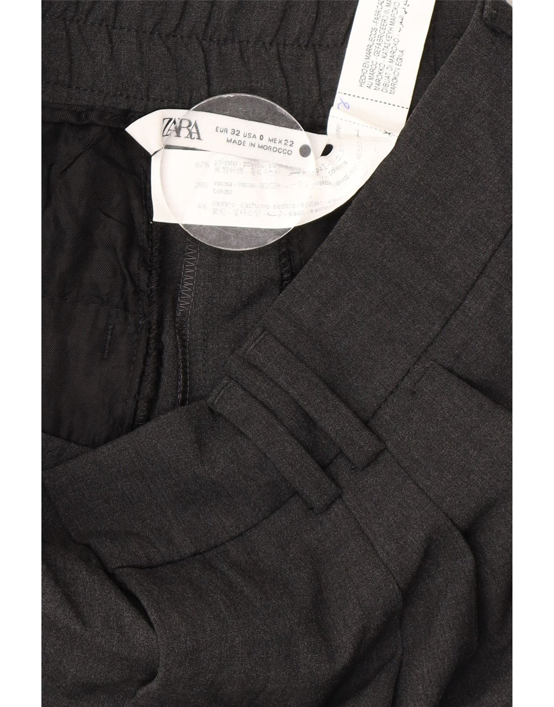 Zara Calça Feminina Pegged Suit EU 32 2XS W22 L26 Cinza Poliéster