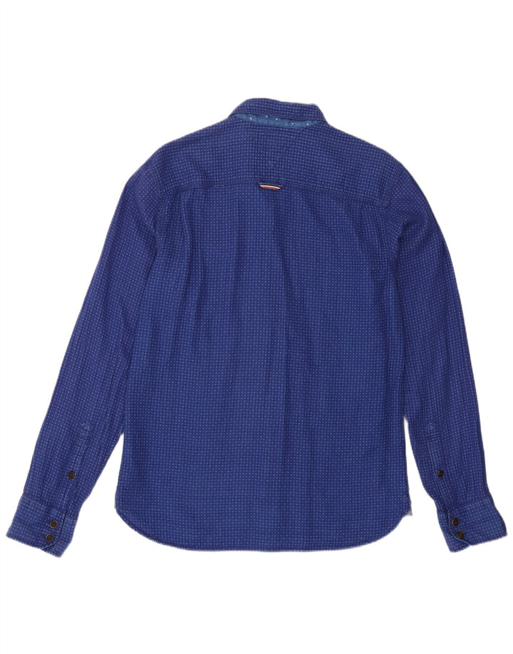 Camisa masculina Tommy Hilfiger algodão manchado azul médio