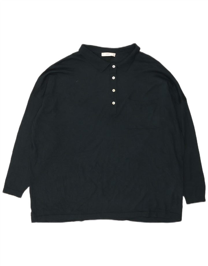 Zara Suéter feminino oversized com gola polo Reino Unido 14 Médio Verde Modal