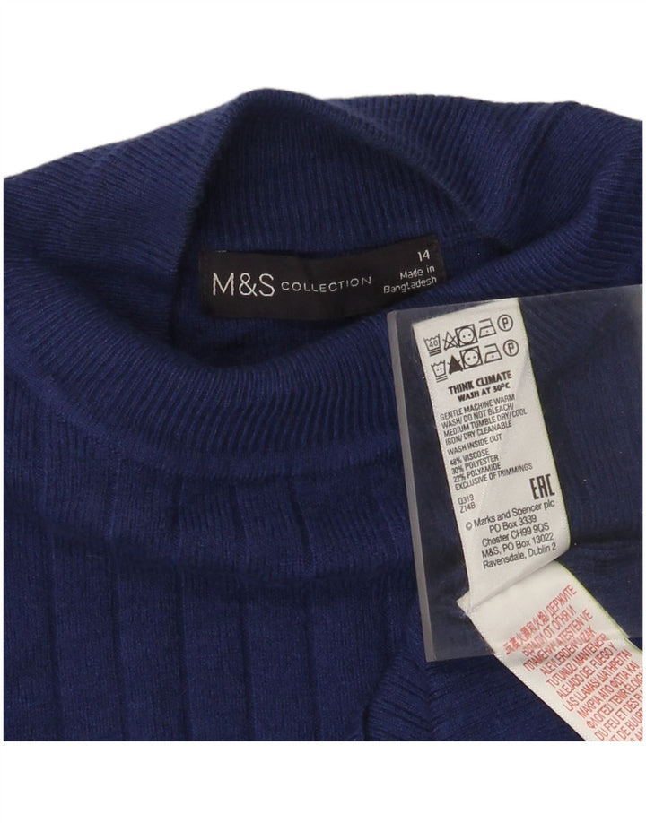 Suéter feminino Marks & Spencer com gola tartaruga Reino Unido 14 azul médio