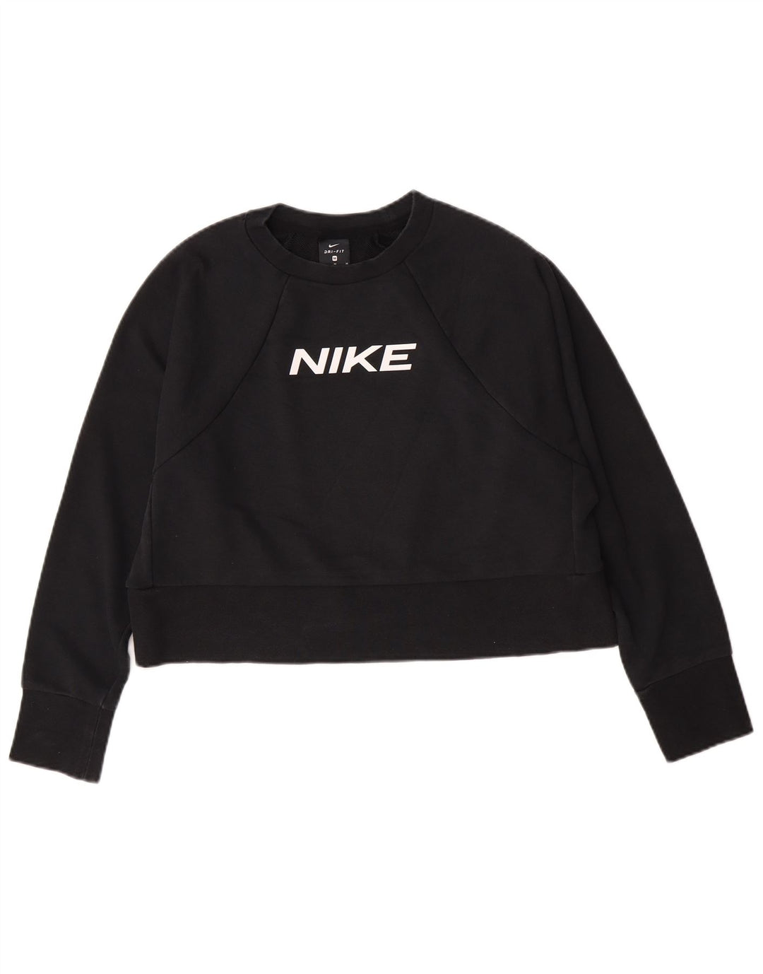 Nike Womens Crop Graphic Moletom Jumper UK 14 Médio Algodão Preto
