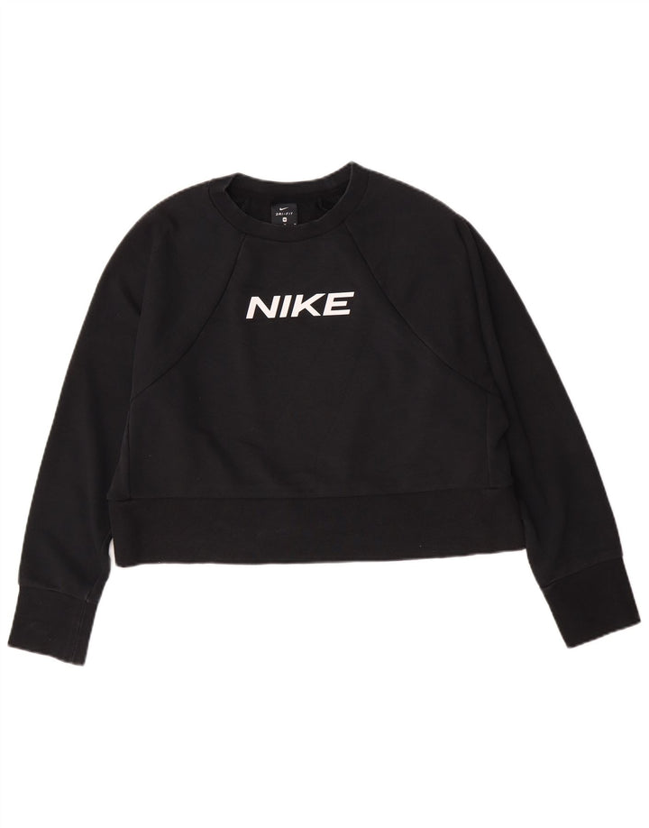 Nike Womens Crop Graphic Moletom Jumper UK 14 Médio Algodão Preto