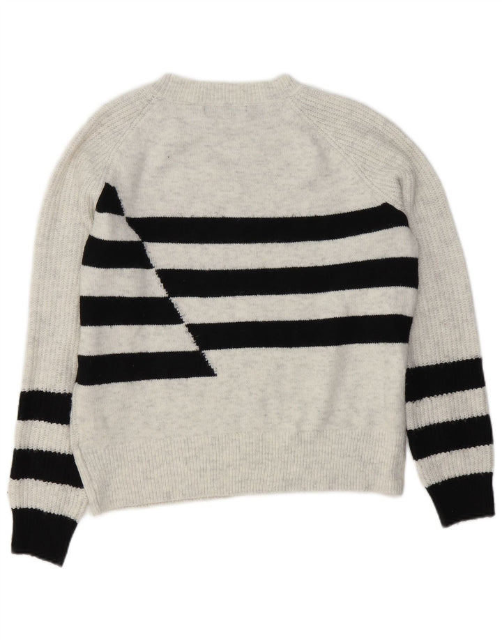 Suéter feminino Marks & Spencer com gola redonda e listrado cinza pequeno Reino Unido 10