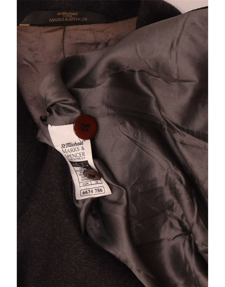 Jaqueta blazer feminina Marks & Spencer com 5 botões Reino Unido 18 XL lã cinza