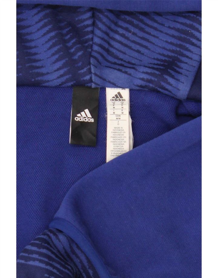 Adidas masculino zip moletom com capuz médio algodão azul