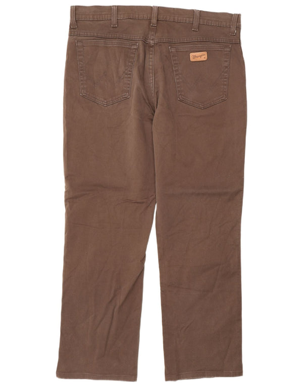 Wrangler Mens Texas Straight Calça Casual W36 L30 Algodão Marrom