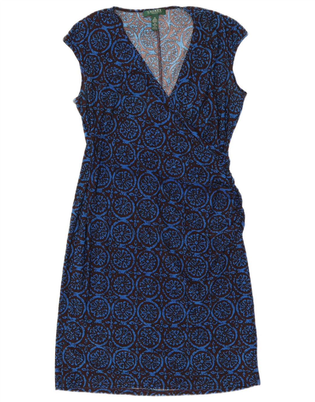 Vestido feminino RALPH LAUREN com bainha sem mangas EUA 12 grande azul floral