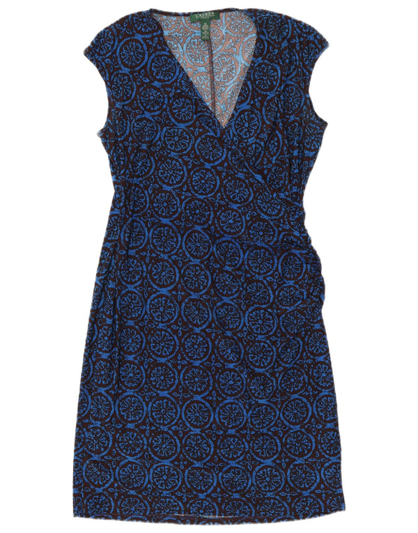 Vestido feminino RALPH LAUREN com bainha sem mangas EUA 12 grande azul floral