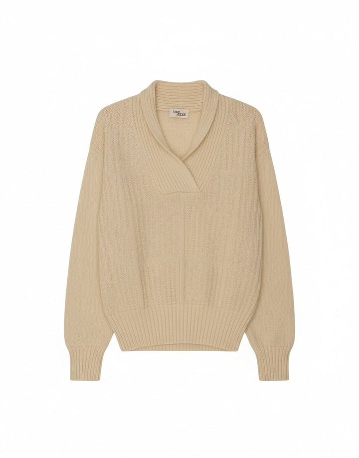 Suéter feminino VINTAGE com gola xale UK 18 XL off white