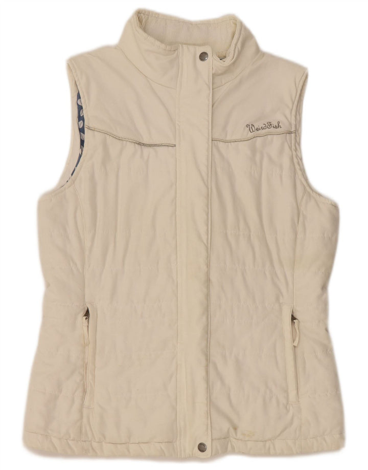WEIRD FISH Womens acolchoado Gilet UK 14 grande poliéster branco