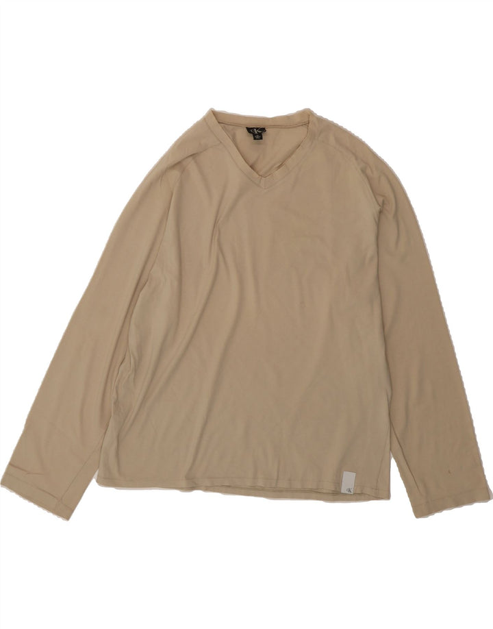 CALVIN KLEIN Womens Top Long Sleeve UK 18 XL Beige Cotton Vintage Calvin Klein and Second-Hand Calvin Klein from Messina Hembry 