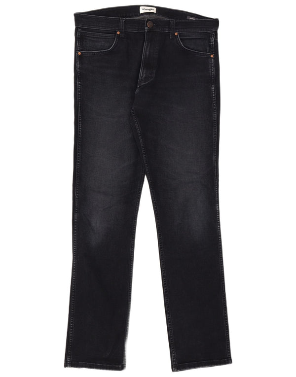 Wrangler Mens Greensboro Straight Jeans W34 L36 Azul Marinho Algodão