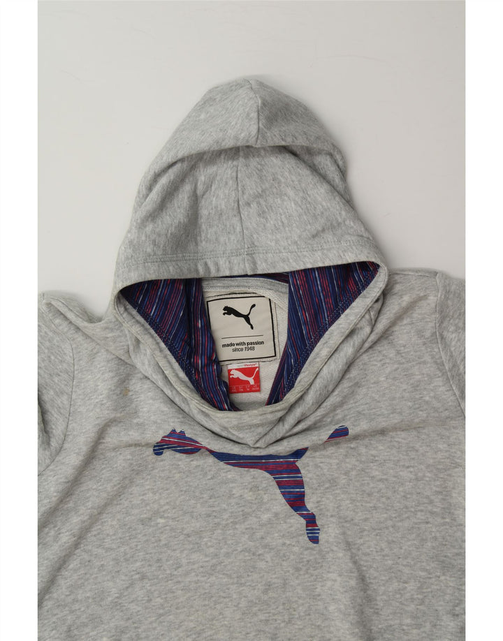 PUMA Girls Graphic Hoodie Jumper 15-16 Years Grey Cotton Vintage Puma and Second-Hand Puma from Messina Hembry 