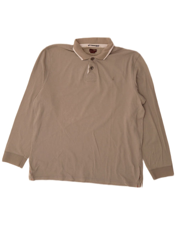 Marlboro Classics Camisa polo masculina gráfica de manga comprida de rugby 2XL cinza