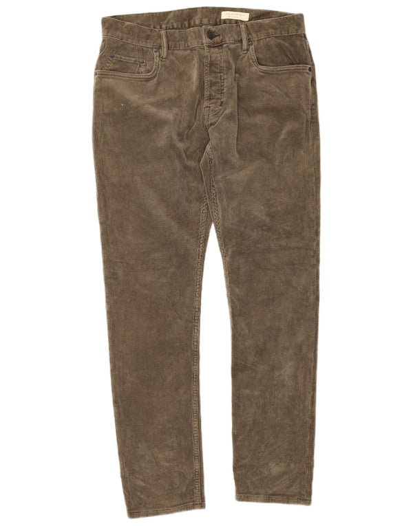 Calça masculina de veludo cotelê All Saints W32 L30 algodão cáqui