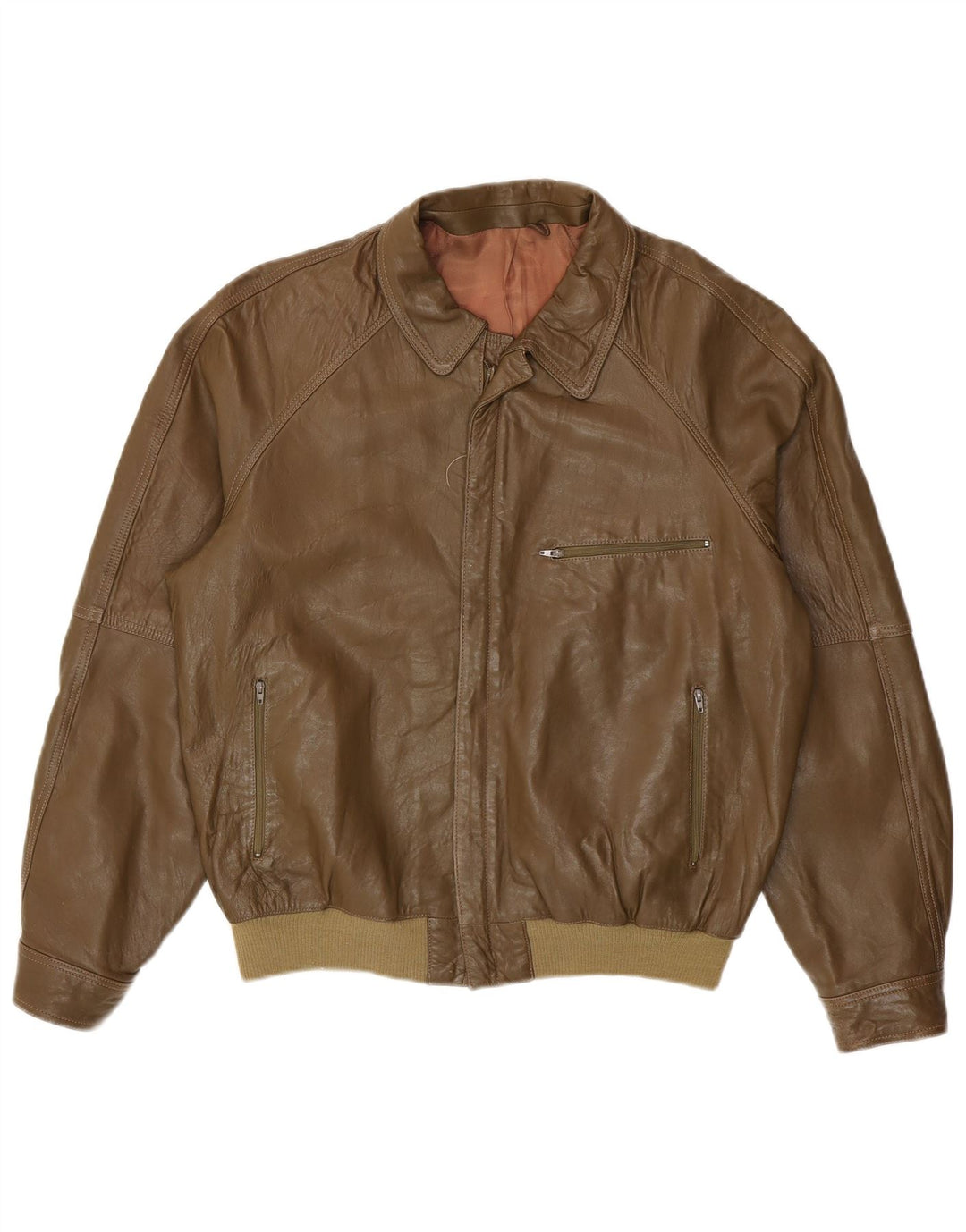 Jaqueta de couro masculina vintage IT 48 couro verde médio
