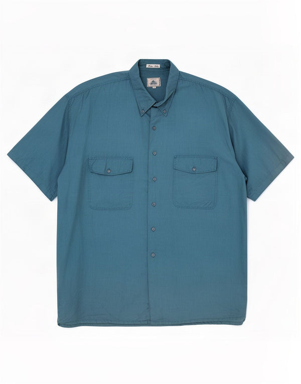 Camisa masculina de manga curta Brugi XL azul seda