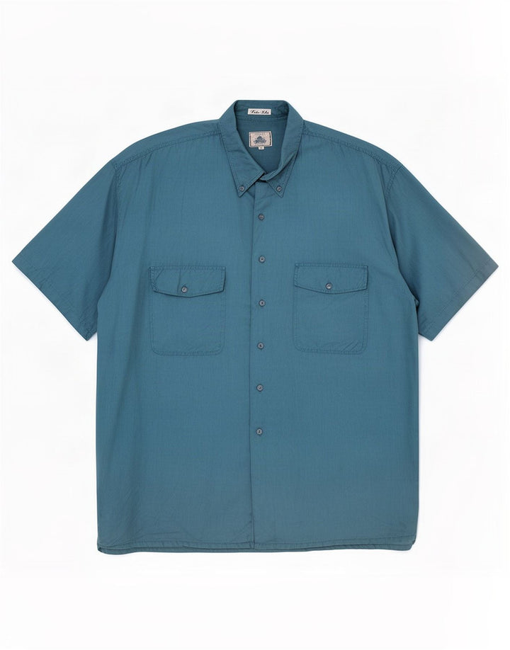 Camisa masculina de manga curta Brugi XL azul seda