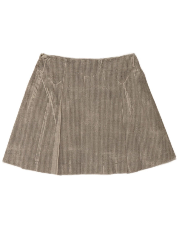 Mini saia plissada feminina Trussardi IT 42 médio W28 espinha de peixe cinza