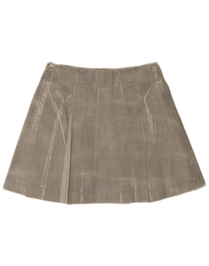Mini saia plissada feminina Trussardi IT 42 médio W28 espinha de peixe cinza