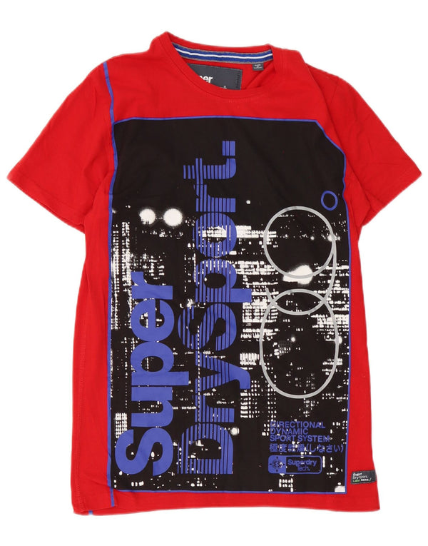 Camiseta masculina Superdry com estampa gráfica pequena de algodão vermelho