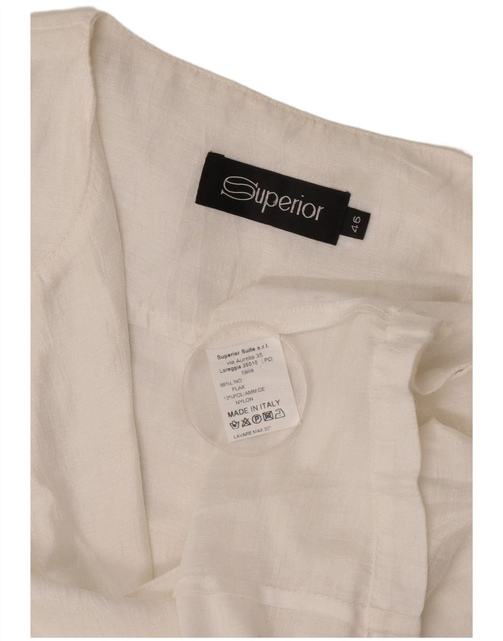 Bolero feminino superior manga 3/4 IT 46 linho branco grande