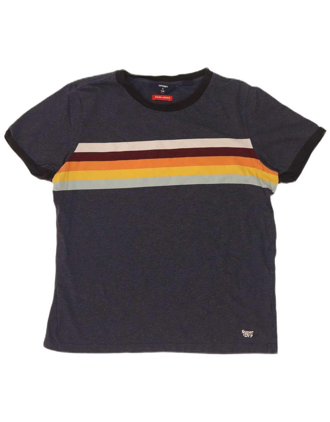 Camiseta masculina Superdry Top médio azul marinho Colourblock