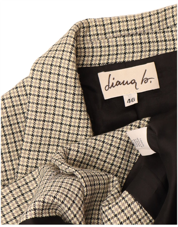 Jaqueta blazer feminina VINTAGE com 3 botões IT 46 grande lã cinza houndstooth