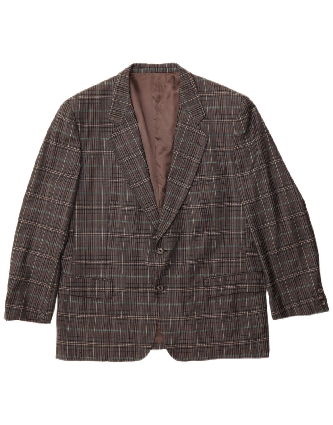 Jaqueta blazer masculina de 2 botões Gianluca Lorenzi IT 56 3XL cinza xadrez lã