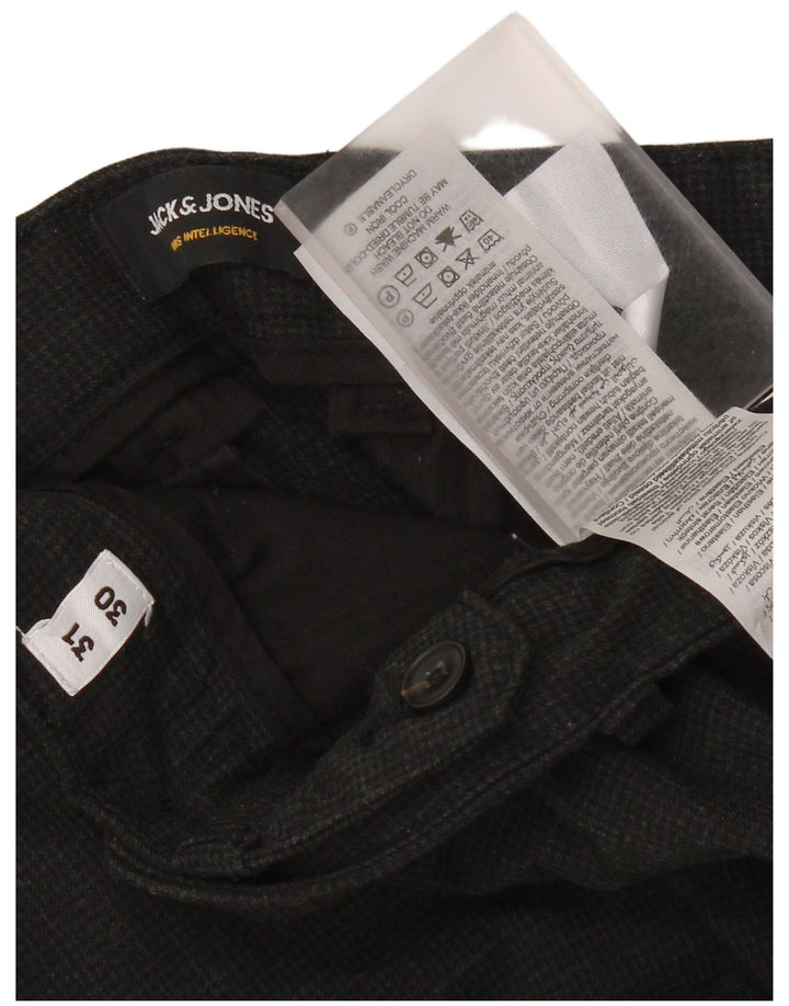 Calça casual masculina Jack & Jones Slim Fit W31 L30 cinza Houndstooth moderna