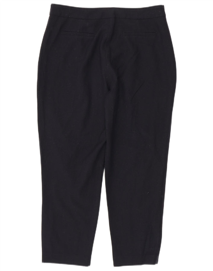 Calças cortadas femininas Marks & Spencer UK 12 médio W30 L25 azul marinho